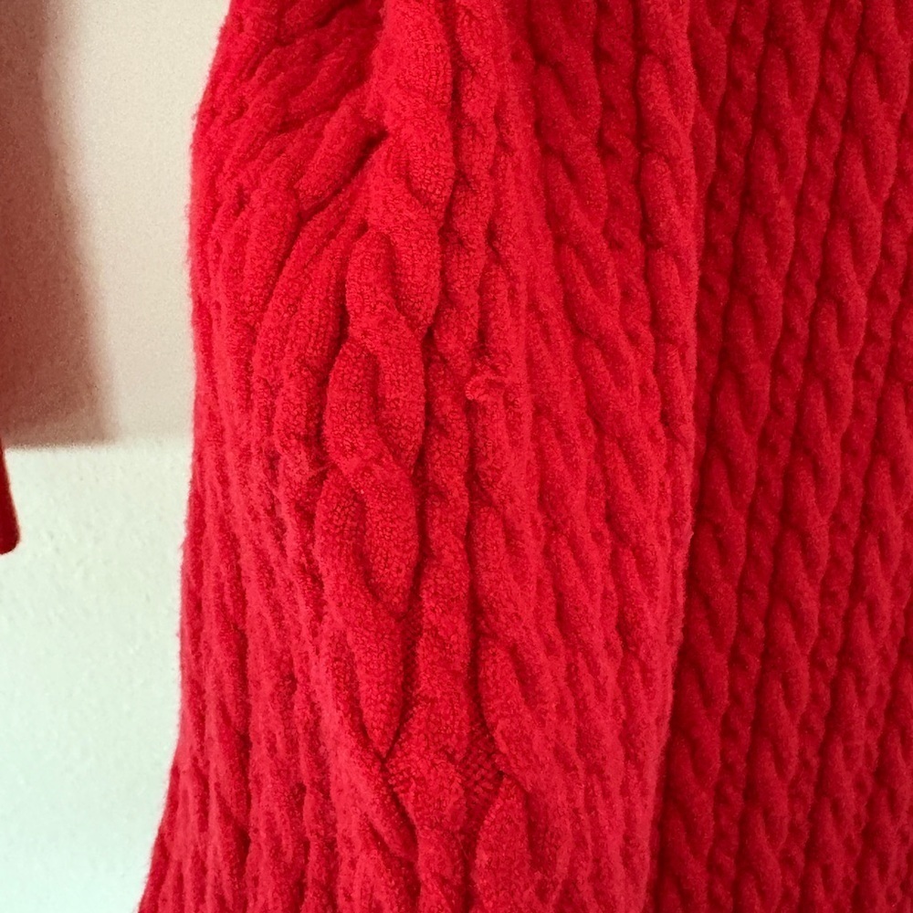 Alice + Olivia Yuna Cable Knit Mini Dress Bright Poppy Long Sleeve - Picture 5 of 10